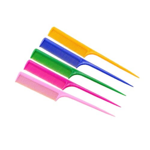 HONITANO 5 piezas Peine Antistático de Plástico con Dientes Mango de Unidades Colores Surtidos para Salón y Hogar