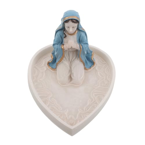 Artibetter Porta Rosario Virgen María de Resina Estatua Religiosa, Caja de Rosario de Oración para Decoración Cristiana Católica, Almacenamiento para Joyas Devocionales, 1 Unidad