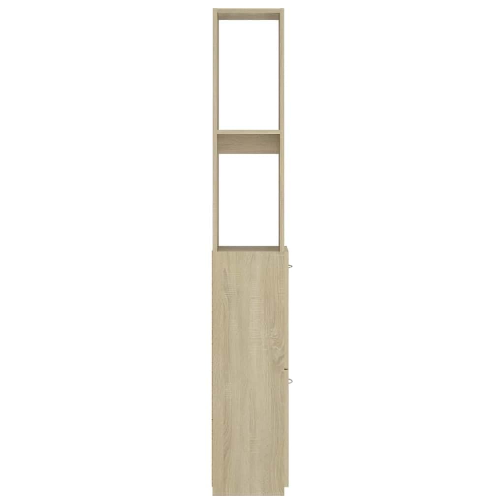 Szafka łazienkowa dąb Sonoma z materiału drewnopochodnego 25 x 26,5 x 170 cm z miejscem do przechowywania i drzwiczkami do mebli łazienkowych, szafka wisząca z regałem i szufladą do montażu