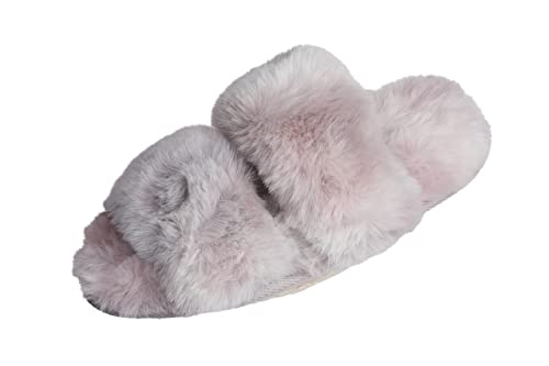 Roxoni Fuzzy House Slippers for Women – Comfortable Furry Spa – Cozy Slip On Open Toe - Soft Insole & Rubber Outsole3