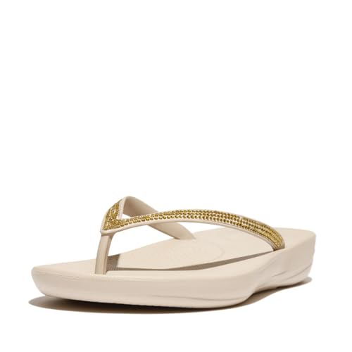 Image of FitFlop Womens iQushion Sparkle Ergonomic Flip Flops for Walking, Lightweight Waterproof Cushioned Thong Sandals for Women with Non Slip Bottom and Arch Support | Lightweight Waterproof Walking Sandals w /Cushioned Comfort & Arch Support