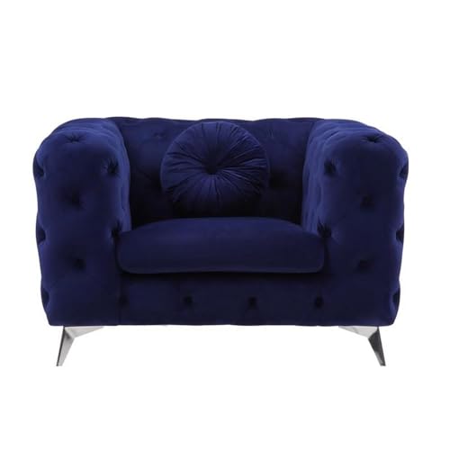 Sillón Azul de Tela con Estructura de Madera miniatura 1