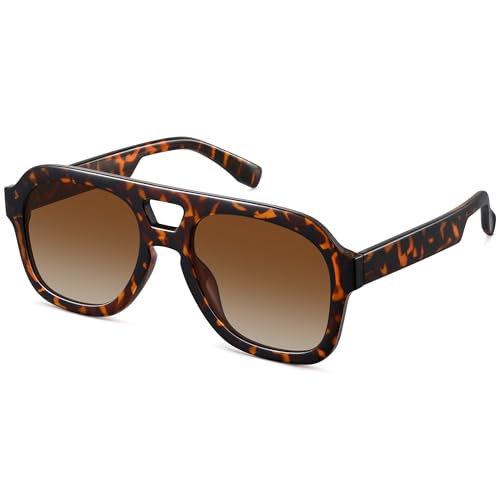 LOOMAKA Retro 70s Chunky Square Oversized Aviator Sunglasses for Women men