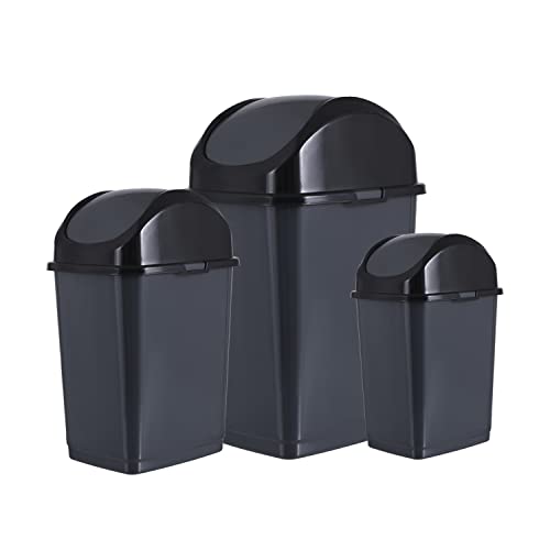 Set de 3 canecas de basura con tapa abatible Superio
