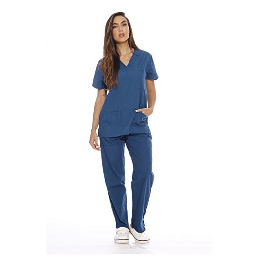 Just Love Women's Scrub Sets Six Pocket Medical Scrubs (V-Neck With Cargo Pant), Carribean Blue, Small