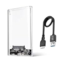 Sh. Festplattengehäuse 2,5 Zoll USB 3.0 SATA Gehäuse für 2.5 Zoll SSD HDD in Höhe 7mm 9.5mm Externe Festplatten Gehäuse unterstützt UASP 5Gbps HDD Case mit USB 3.0 Kabel, Transparent