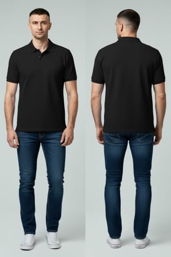 Image of Polo T-Shirt for Men | T Shirt for Man| Cotton Rich Solid Collar T-Shirt Shirt for Men| Premium Regular Fit Half Sleeve Polo Shirt Casual Wear