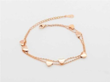 findout ladies 14K rose gold plated titanium steel wire perfect seven hearts anklet/Bracelets ,for women girls,(f1235) (Bracelets) - Image 4