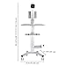 AW Medical Mobile Computer Cart Rolling PC Stand Desk Workstation on Wheels with Monitor Mount Adjustable Keyboard Tray CPU Printer Holder for Hospital Clinic School Office Silver