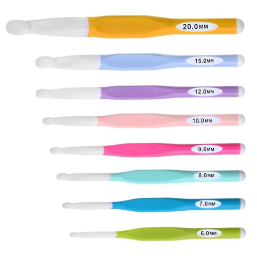 Bohany Juego de agujas de ganchillo, mango de goma, aguja de ganchillo suave, accesorios de costura para tejer de hilo, herramientas ergonómicas de ganchillo para mujer