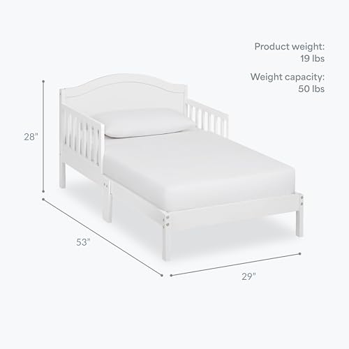 Image of Dream On Me Sydney Toddler Bed in White, Greenguard Gold Certified, BSA Certified, Low To Floor Design, Non-Toxic Finish, Safety Rails, Made Of Pinewood