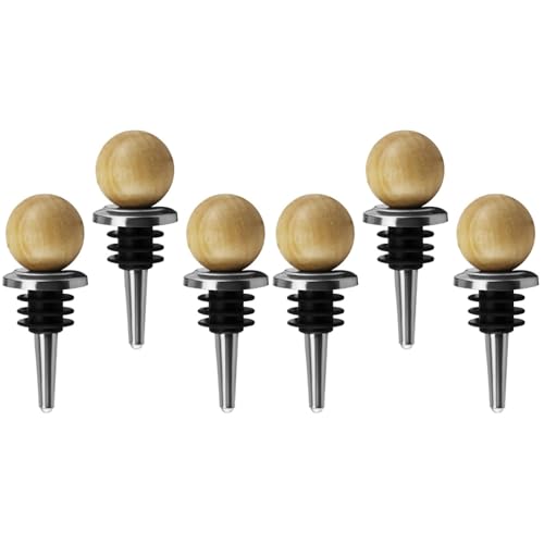 Alipis 6 Pcs Stainless Steel Bottle Stoppers Vacuum Wine Stopper Set Airtight Seal for Sparkling Wine and Bottles Preserving Freshness for Parties and Gatherings
