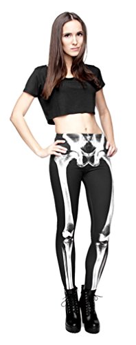 Alive Women's Digital Print High Waist Stretchy Ankle Sexy Leggings Tights, Skeleton, One Size #TOP4