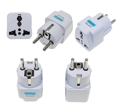 Image of India to Europe Travel Adapter Plug Type E /F (Schuko) - Pack of 5 | 10A 250V Converter for Germany, France, Russia, South Korea & EU Countries