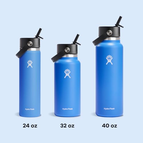 Hydro Flask Water Bottle - Insulated Stainless Steel - Wide Straw Lid, Non Spill, Leakproof in 32 Oz Cascade Blue - image 9