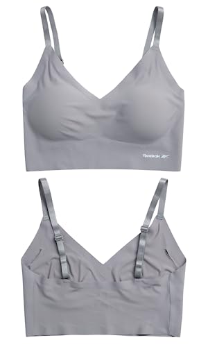 Reebok Womens Bra - 2/4 Pack Seamless Molded Wireless Longline Bralettes for Women with Soft Pullover Design (Sizes: S-L)2