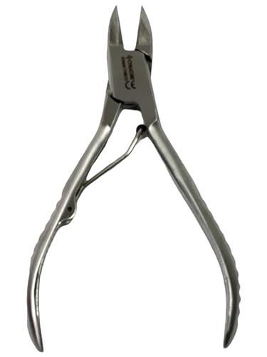 1 EA - Nail Nipper Pliers 5in with Curved Jaws Sharp & Handle Spring - Nail Clippers for Ingrown Nail Cutting | Salon and Home Use | German Stainless CE