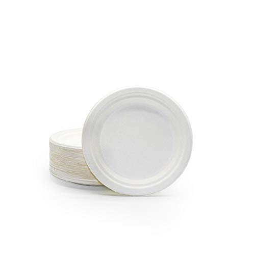 Lot de 50 assiettes jetables en bagasse - 17,5 cm Cover