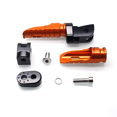 Image of MZS Motorcycle Foot Pegs, Double Adjustable Front Rider Footpegs Footrest Rest Pedal CNC Orange FK004 Compatible with 200 250 390 690 790 890 Models