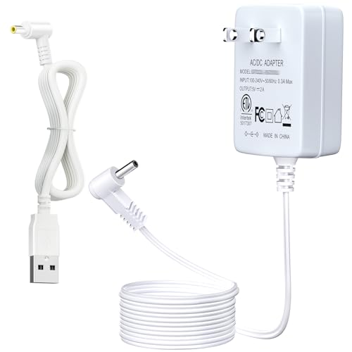 SoulBay 5V Charger for Infant Optics DXR8 PRO Monitor Unit Replacement Power Cord BLJ05K050150P-U, 9.8 FT Adaptor Cord with 3.3 FT USB Cable, White