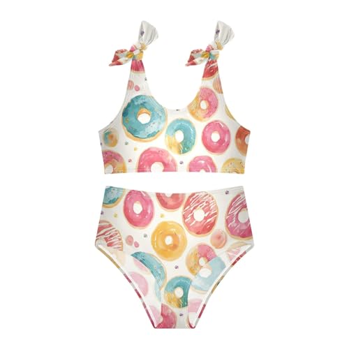 KLL Donuts Background Girls' Two Piece Bikini Set Scoop Neck Swimsuit Swimwear Adjustable Shoulder Strap3