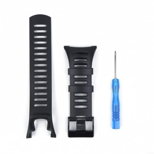 Tidgel Correa de reloj de goma negra para Suunto Ambit2 S/Red y Ambit3 Sport, correa impermeable de 23 mm con cierre de acero y destornillador