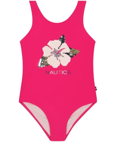 Image of Nautica Girls One-Piece Swimsuit with UPF 50+ Sun Protection, Quick Drying Bathing Suit