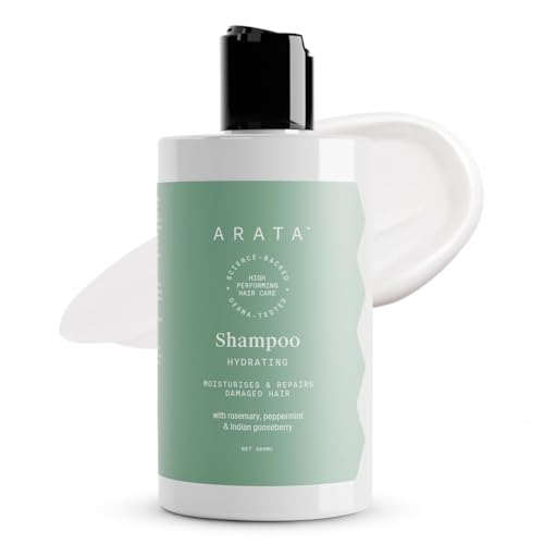 Arata Natural Hydrating Hair Shampoo (300 ml) Reduces Frizz, Split Ends|Derma Tested|For Soft, Smooth Hair Paraben and Sulphate Free for Damage Repair & Moisturization|With Ginger & Indian Gooseberry
