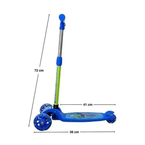 Patinete Infantil Dobrável, 3 Rodas com Luzes, Altura Ajustável, Freio, Suporta 40 Kg, Plástico e Aç