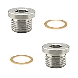 I Little Bamboo M18 X 1.5 Thread O2 Oxygen Sensor Plug with Copper Washer, 304 Stainless Steel Universal Inner Hex Head Plug - 2 Pack