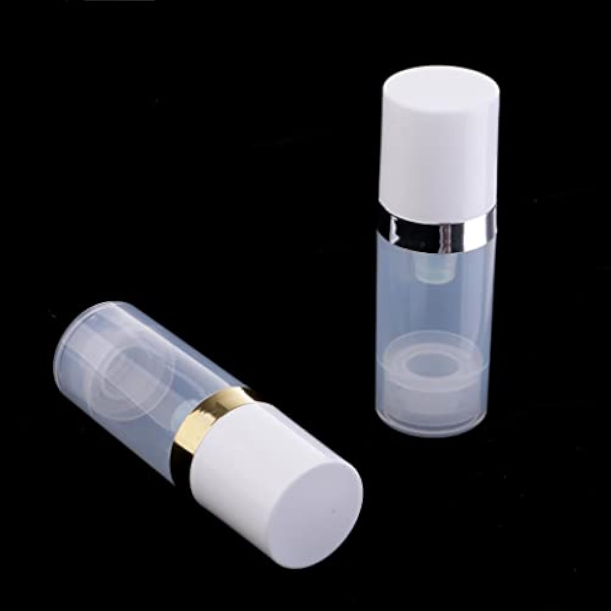 2X 10ml Clear Vacuum Press Pump Bottle Cosmetic Lotions Container