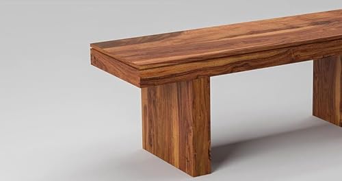 Image of Solid Wood Strong & Durable Seating Bench for Home and Office, Multipurpose Seating Bench, Balcouny /Outdoor /Daining Bench - 52x16x18 Inch, Natural Finish