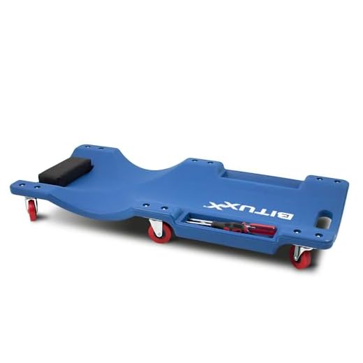 BITUXX® KFZ Rollbrett Montagerollbrett Werkstattliege Auto Montageliege Montagebrett mit 6 kugelgelagerten 360° Rollen, 2 praktischen Werkzeugablagen und gepolsterter Kopfstütze