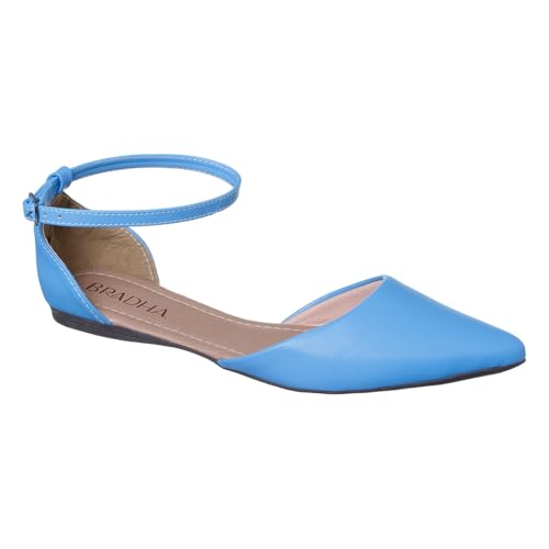 Sapatilha Feminina Bico Fino com Tira no Tornozelo, Rasteira Confortável BRADHA (Maré, BR, Adulto, Numérico, 36)