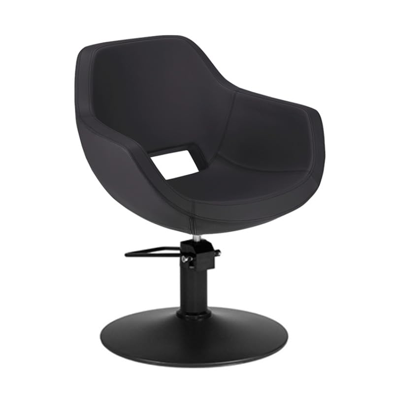 Malys Equipements – Sillón de peluquería moderno Lore Black, silla profesional, altura ajustable, poliuretano para salón, ancho 65 cm, base negra