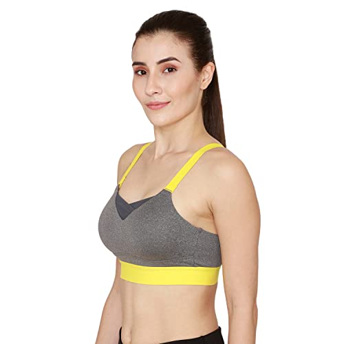 Image of Zelocity High Impact Quick Dry Padded Sports Bra - Mid Grey Heather