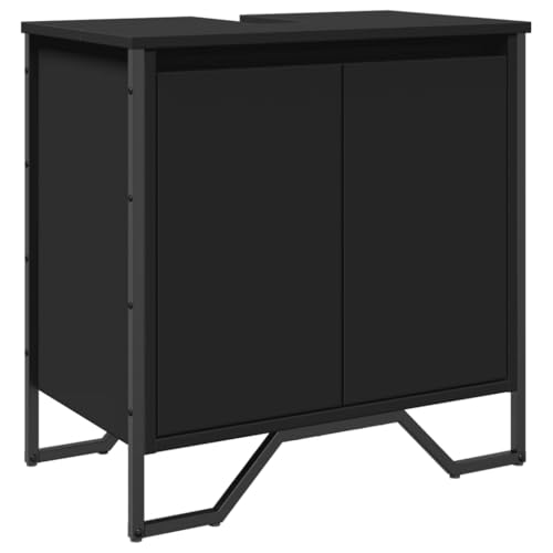 VidaXL Armario para Lavabo de Baño Negro 60x35x60 cm - Mueble Bajo Lavamanos de Madera Ingeniería