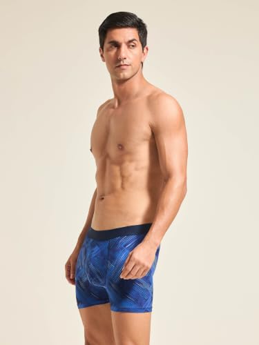 Image of TECHNOSPORT Men's Colorblock Trunks Underwear with ElastoLITE 4 Way Stretch Lightweight Breathable Moisture Wicking Soft Anti Odour Anti Microbial Comfort Fit Boxer Briefs Innerwear for Men