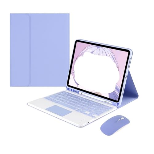 Funda para iPad 10.9 con teclado morado y ratón YSJX