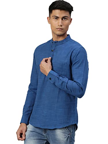 Image of KRYPTIC Men Solid Full Sleeve Regular Shirt Kurta