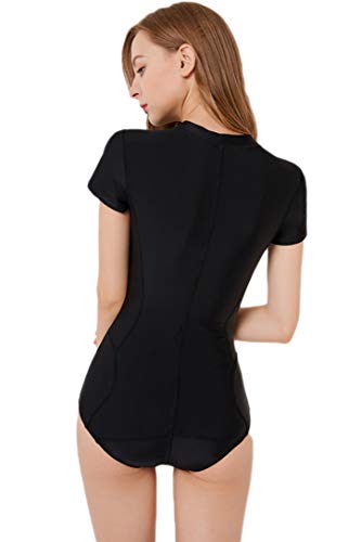 Micosuza Womens Rash Guard Short Sleeve Zip Printed One Piece Swimsuit4