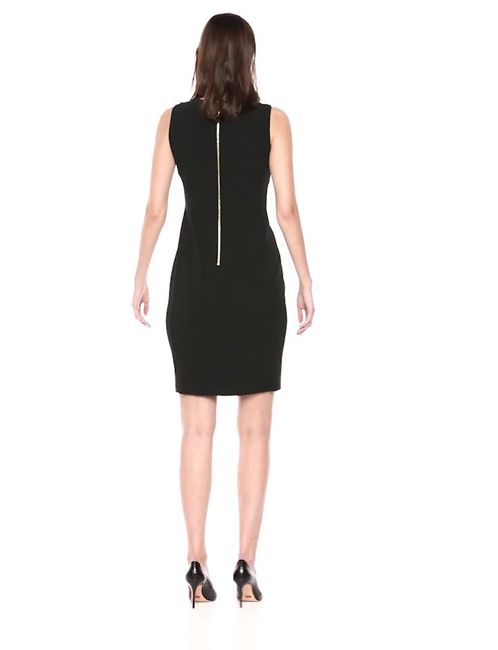 Calvin Klein Women's Scuba Crepe Sleeveless Princess Seam Sheath Dress,  Black, 12 : Amazon.co.uk: Everything Else