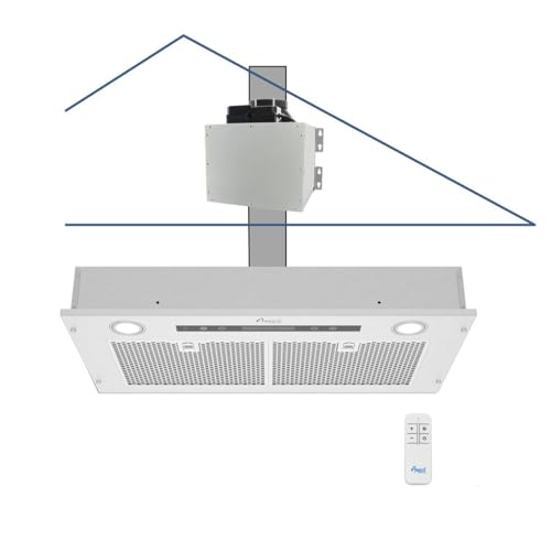 Comparison: Best Range Hood For Vaulted Ceiling 4 Awoco 14-1/2”D Super Quiet Split Insert Ceiling Mount Stainless Steel Range Hood, 4-Speed, 800 CFM, LED Lights, Mesh Filters with 6” Blower & Remote Control (30"W 6" Vent)