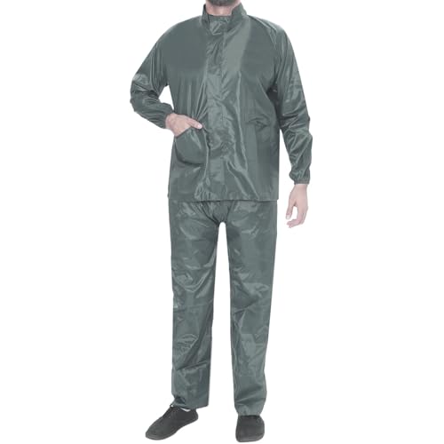 Image of BENAVJI Men's Waterproof Rain Wear Combo | Hooded Raincoat Suit with Pants for Riding, Camping & Travel
