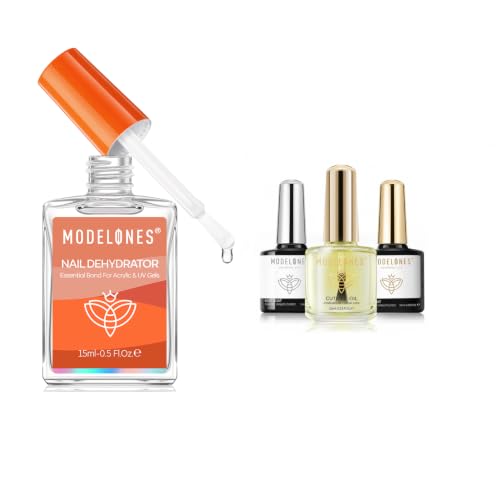 modelones Nail Dehydrator Gel Base Coat Set, 3 Pcs 15 ml Nail Prep for