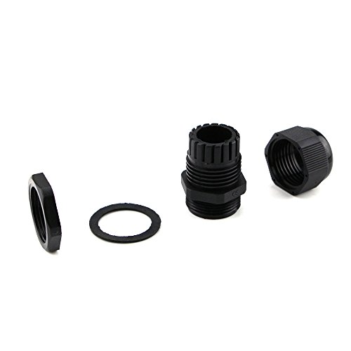 Lokman Cable Gland 20 Pack Pg19 Plastic Waterproof Adjustable 12-16Mm Cable Glands Joints With Gaskets, Black (Pg19) #TOP1