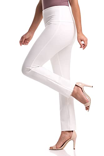 Rekucci Women's Secret Figure Pull On Knit Slim Straight Leg Pant with Wide Waist2