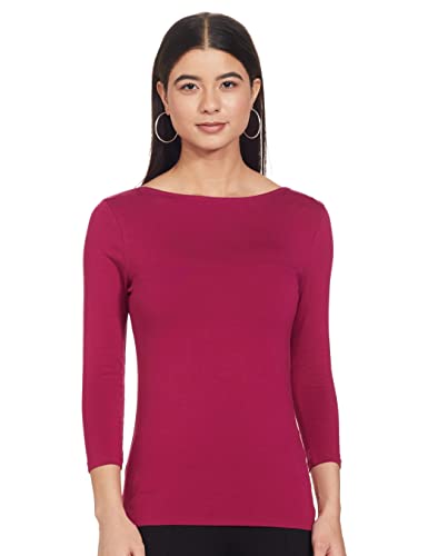 Image of Marks & Spencer Womens Solid Cotton Blend Boat Neck Slim Fit T-Shirt