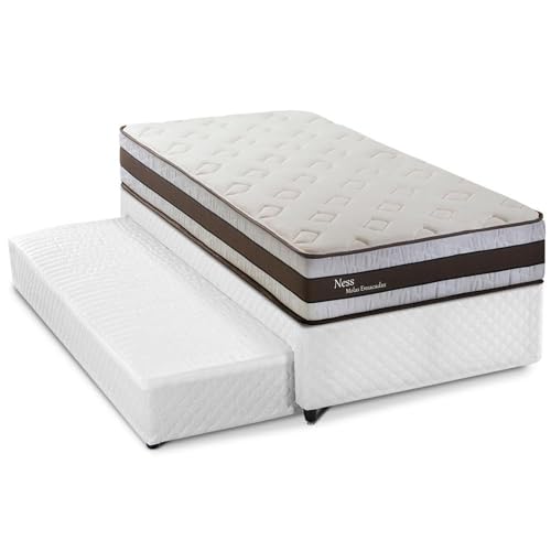 Bicama Box Solteiro com Cama Auxiliar Herval Ness, Molas Ensacadas, 58x88x188 cm