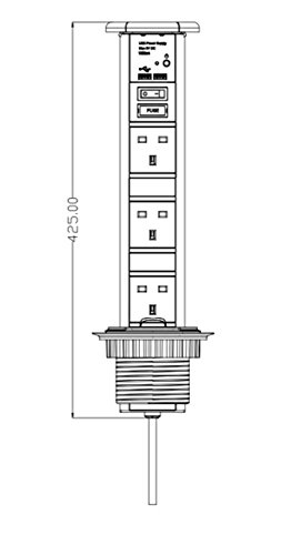 Knightsbridge SK006 3G IP54 Pop up Socket, Black